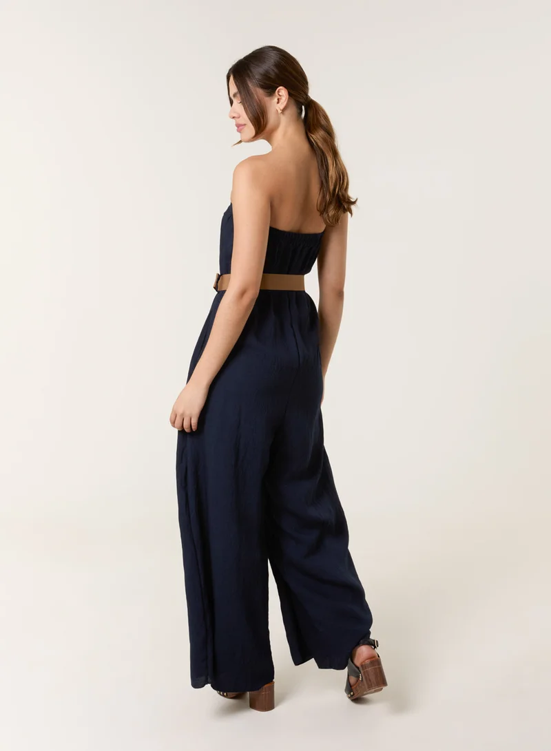 بلو فانيلا Linen Belted Wide Bandeau Jumpsuit